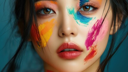 Asian woman with bold brushstrokes