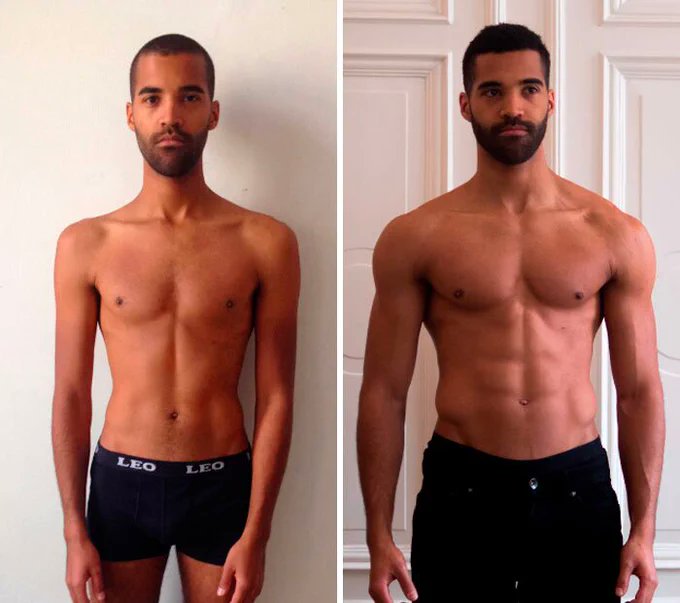 Looksmaxxing transformation before and after significant muscle gain